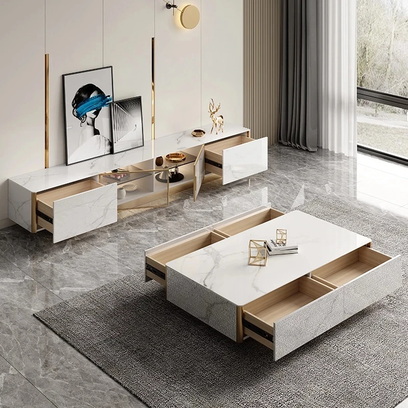 Современный простой светлый роскошный шкаф для телевизора Rock чайный столик комбинированный напольный итальянский семейный гостиной