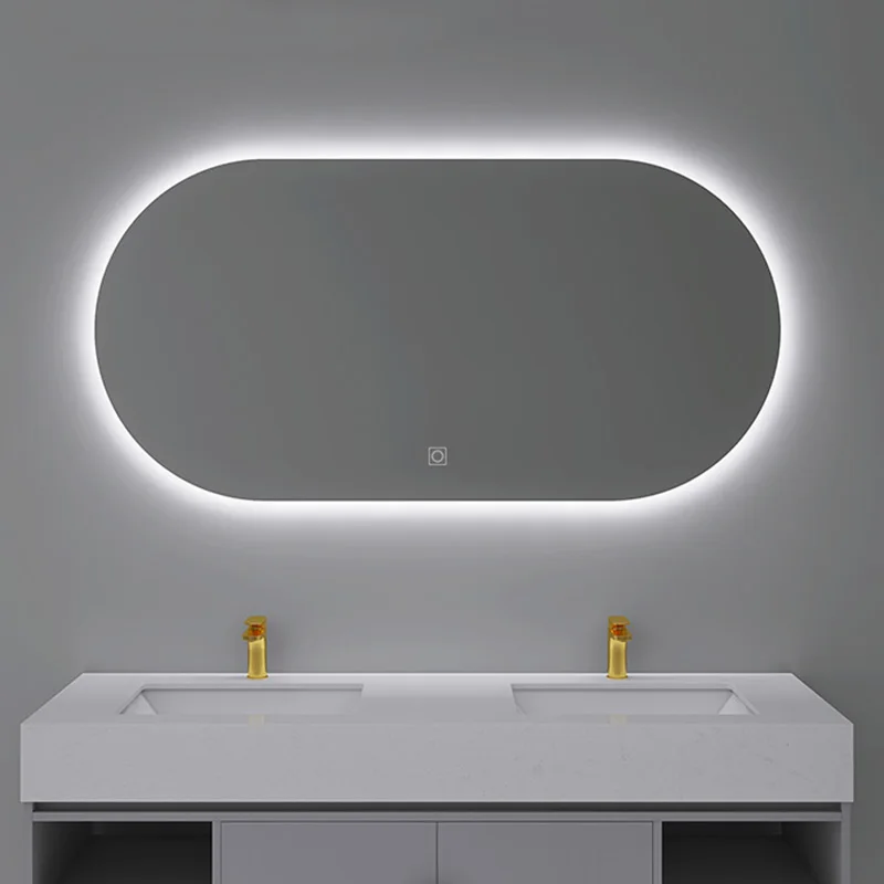 Wholesale Good quality and cheap LED backlight smart light bathroom mirror s frameless oval mirrors