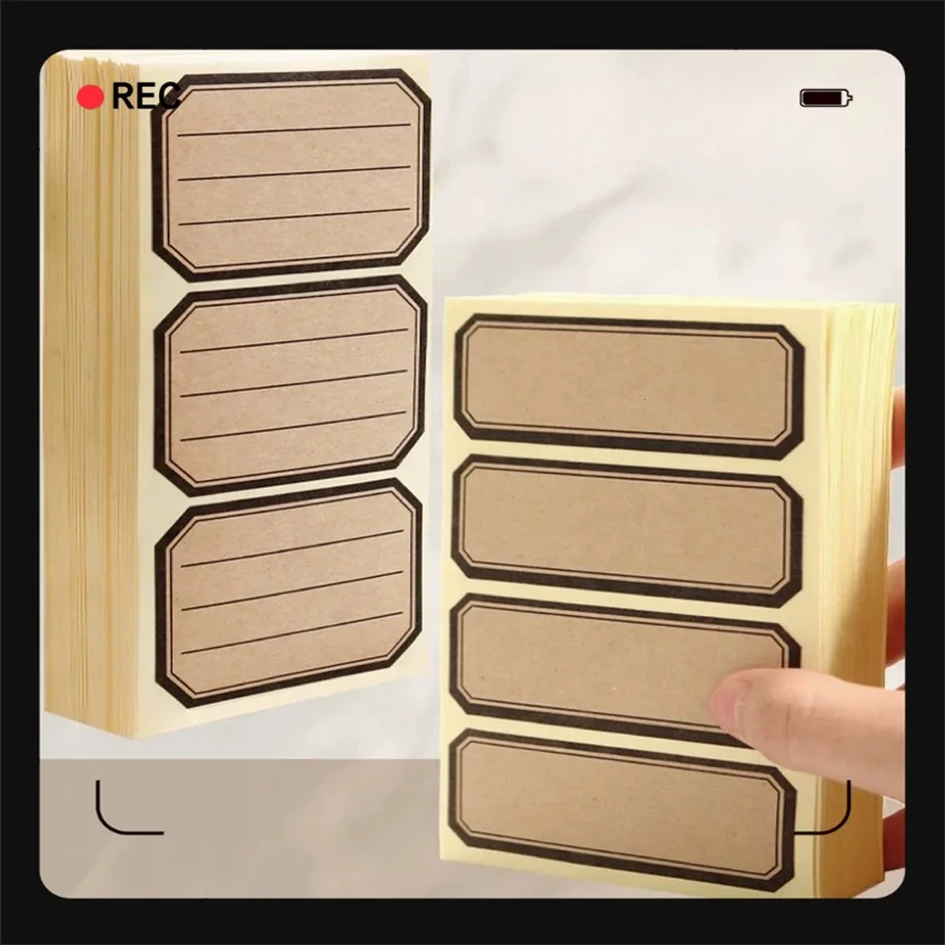 custom Vintage Self-Adhesive Kraft Paper Label Handwritten Name Sticker Water Cup Textbook Index Price Mark Blank Label sticker