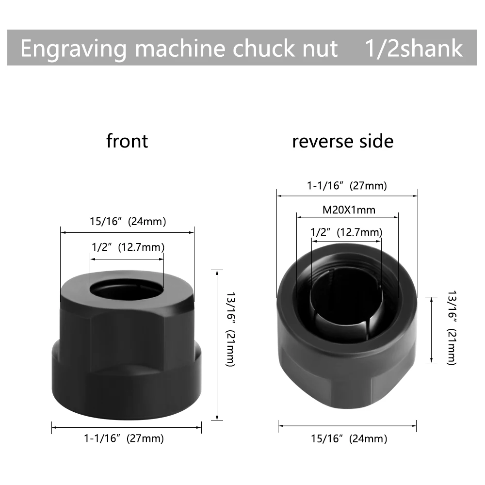 LAVIE 1 pc 12mm or 1/2mm Engraving machine chuck nut Electric Router Milling Cutter Accessories Conversion handle CLMM2013