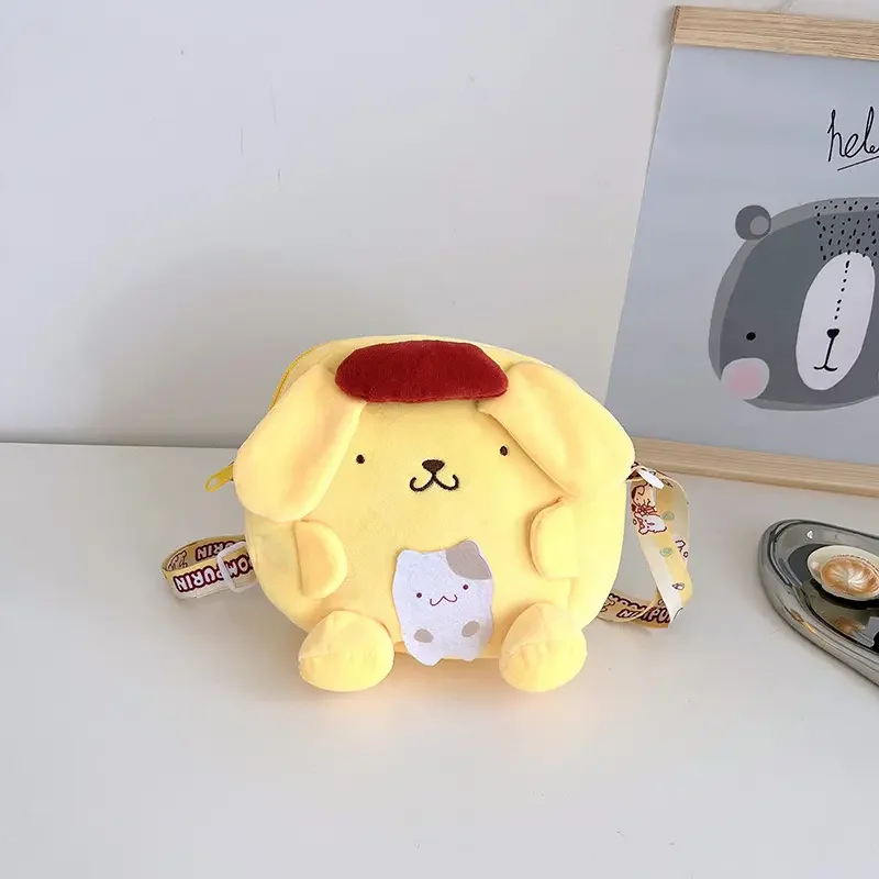 Custom Logo  Cartoon Children Stuffed Animal Plush Toy Bag Kids Gifts School Bag Melody Kuromi Cinnamon Plush Bag