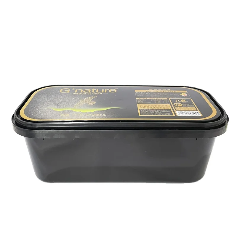 5L Food grade Ice Cream Durable square plastic tamper evident candy containers with lid