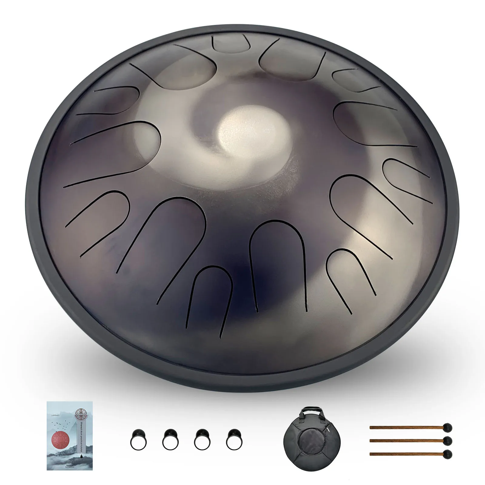Как TEMAN Handpan самое последнее 14 дюймов процесс азотирования handpan барабана Comet tankdrum и 14 Примечания Азотированные стали язык барабан с сумкой в комплекте