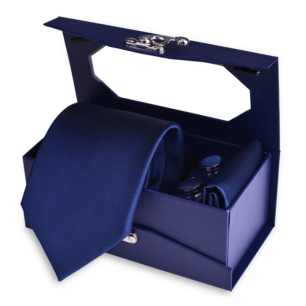 3 шт./компл. 8 см мужских галстуков платок с запонками Комплект сплошной цвет шеи галстук-бабочка высокое качество нагрудный подарочной коробкой