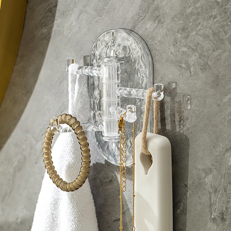 2024 new 4-hook non-punch adhesive door wall hook Kitchen bathroom bathroom Key rack hanger towel hook