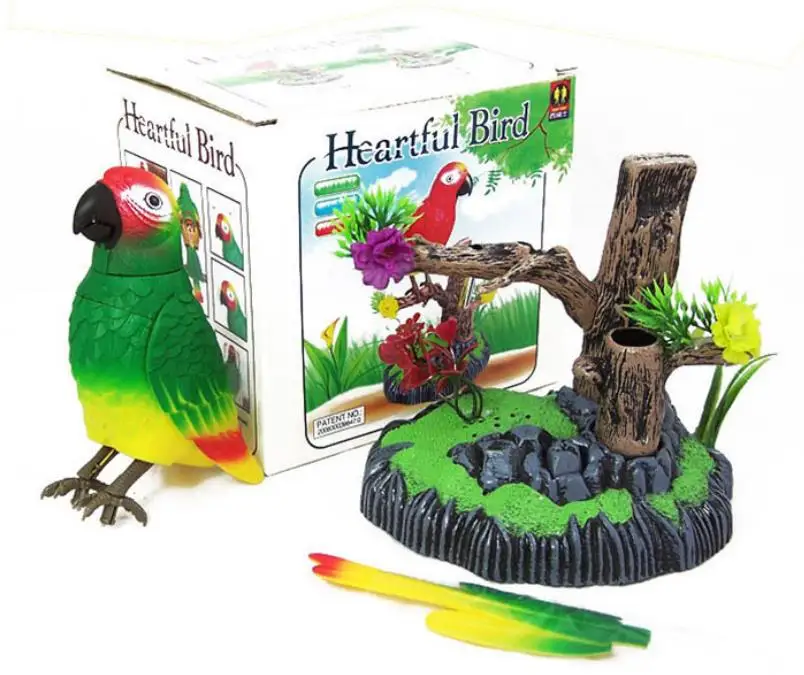 Electronic Bird Toy Simulation Parrot Move Chirp Realistic  Animal Pet Garden Office Decoration Kids Birthday Christmas Gifts