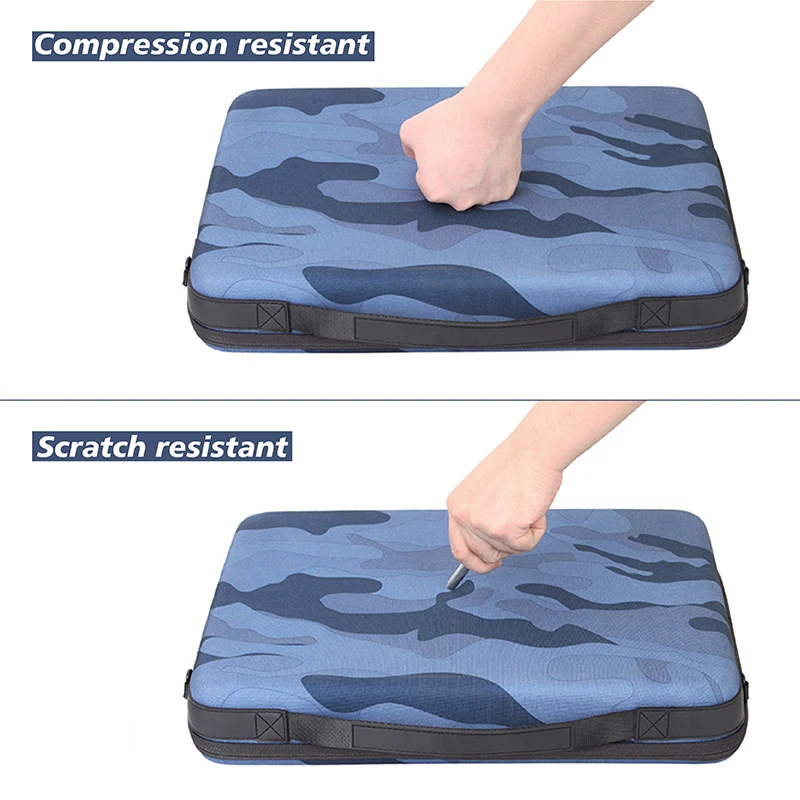 Custom New Protective Blue Camouflage Hand Zipper Eva Portable Computer Bag Hard Shell Leather Laptop Sleeve Carrying Case Cover