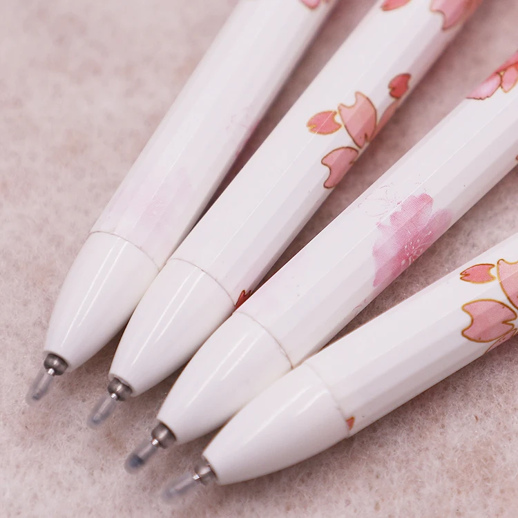High Quality Cute Flower Printed Crystal Gel Pen Pink and White Diamond Gel lnk Pens for Scholl Office Stationary