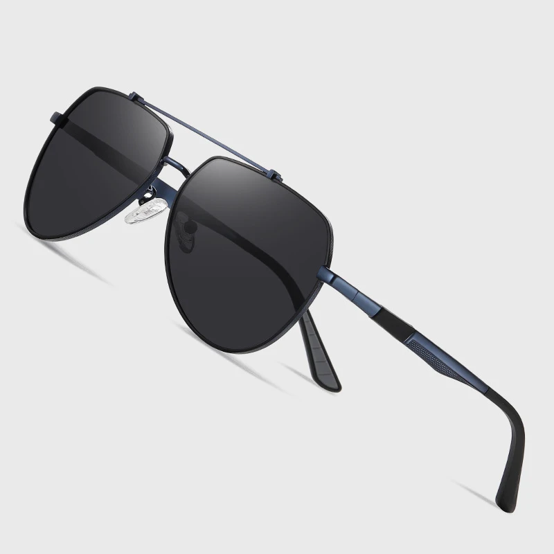 Retro Classic Polarized Sunglasses Pilot Double Beam Spring Leg Sunglasses For Drivers Driving Anti Glare Sunglasses