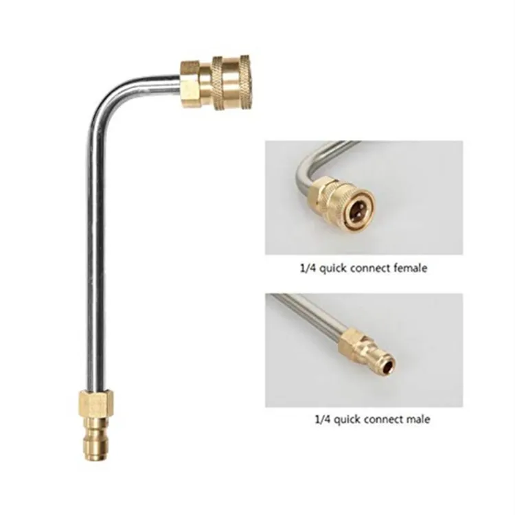 High Pressure Washer Rod Cleaner Attachment for Lance Wand 1/4 Quick Connect Rotary Extension Curved Rod