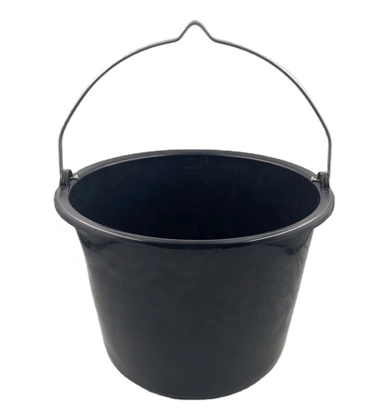 Cheap construction building garden cement plastic bucket barrels strong plastic cement bucket with metal handle