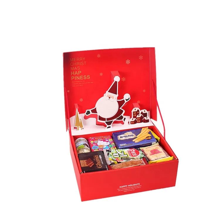 Festival candy box Christmas red empty candy box Food packaging lollipop retail paper display box