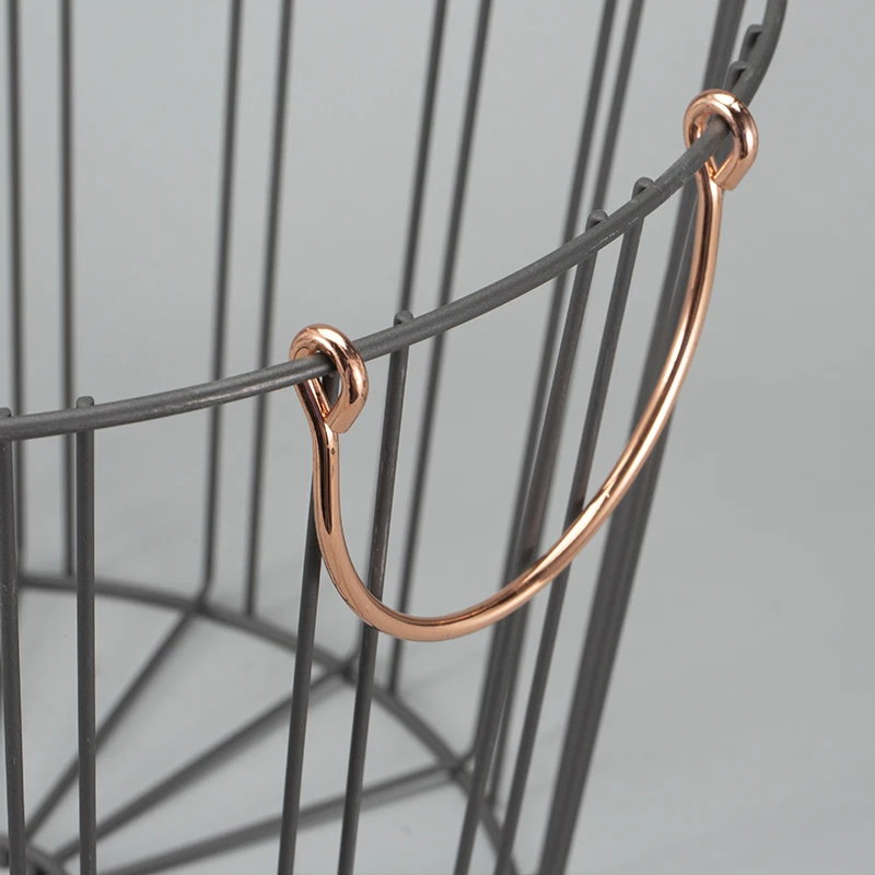 Wholesale Round household Metal stacking Basket with handle for sundries