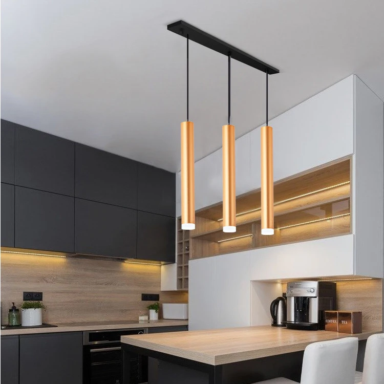 Aluminum pendant light gold black white hanging wire circular tube spotlight 7w 10w long tube downlight