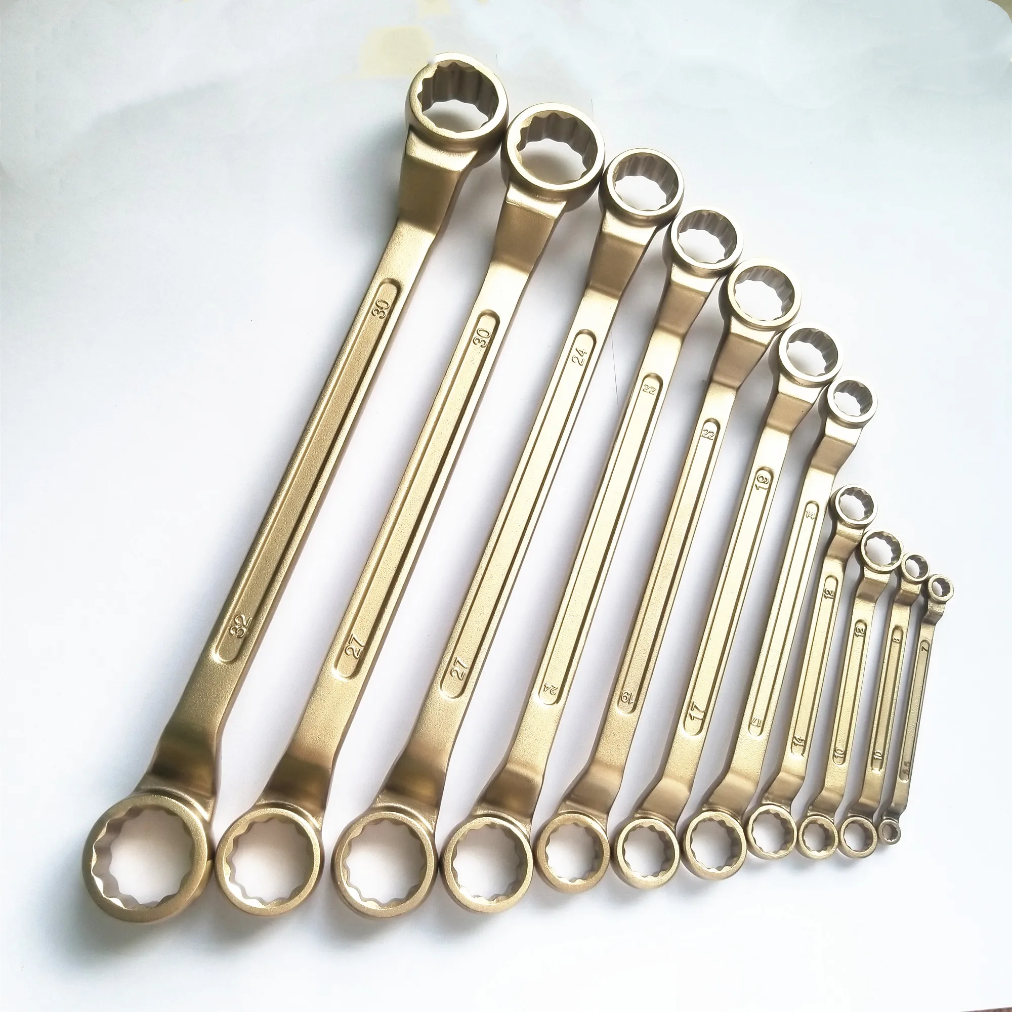 intrinsically safe tools Al-Cu Al-Bronze double ring spanner set 6*7-30*32mm
