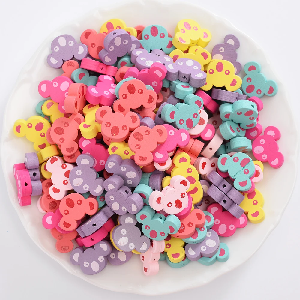 iYOE 30pcs/Lot 15x22mm Koala Shape Wooden Beads Natural Wood Spacer Beads For DIY Home Decor Keychain Necklace Kids Jewelry
