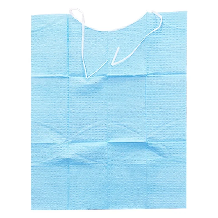 Personal Medical Supplies Tie Back Tissue/Poly Waterproof Adult Patient Disposable Bibs
