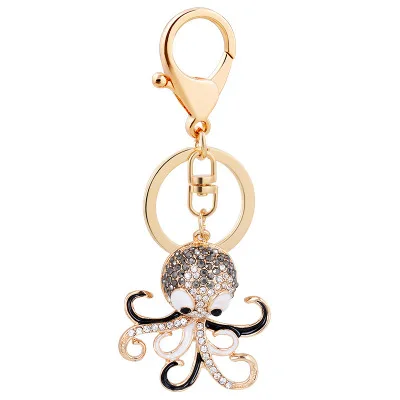Factory main product squid shaped unique design octopus shaped sea animal metal keychain