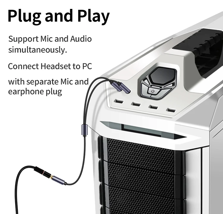 Computer 3.5mm Female to 2 Male Headphone Mic Audio Y Splitter Cable