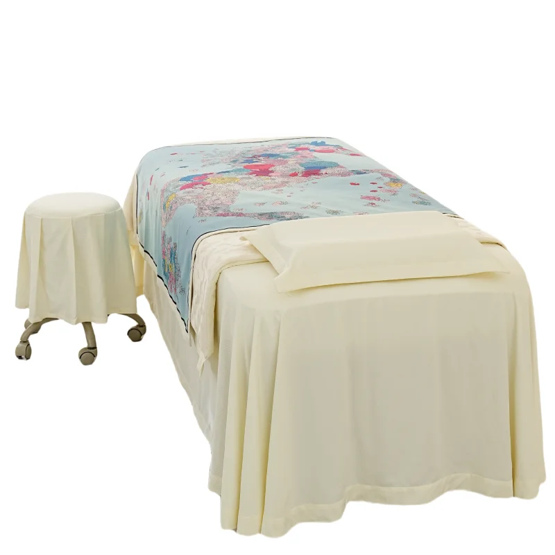 summer 3D butterfly and flower pattern fashion salon massage table sheet set 4PCS Emborderied Bedding Sets for Beauty Salon