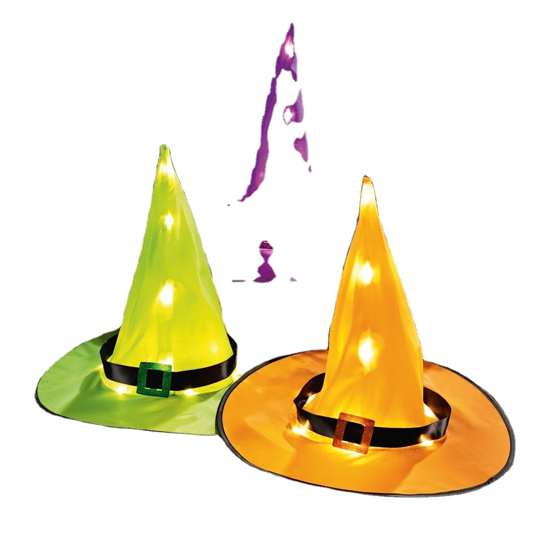 2022 hot sale Halloween Cosplay Favors Decor Led Glowing Witch Wizard Hats Colorful Led Hanging Lights