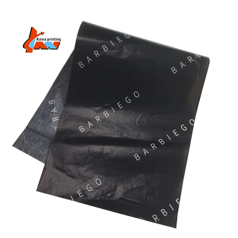 White silk paper with black logo / black logo on white tissue paper / black tissue wrapping paper with white logo printed