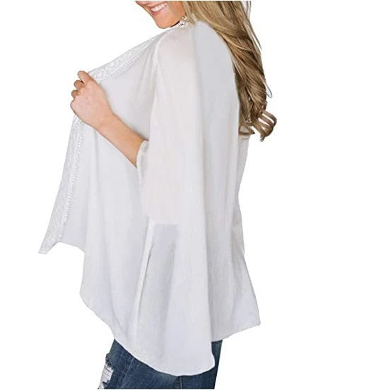 
Popular spring and summer solid color lace and sun protection blouse beach clothes 