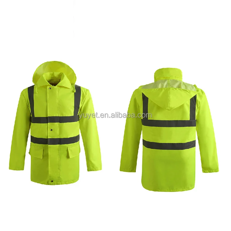YOUYI factories hi vis raincoat customize impermeable rain coat reflective rain cote workwear