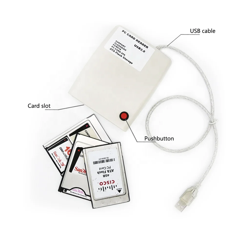 Read ATA FLASH / DISK Card USB2.0 Plastic PCMCIA Card Reader With Switch