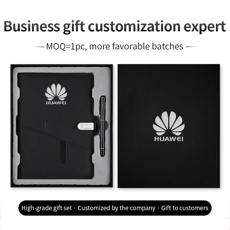 A5 Leather Notebook Wireless Charger 10000mAh Power bank Business Smart Notebook Agenda