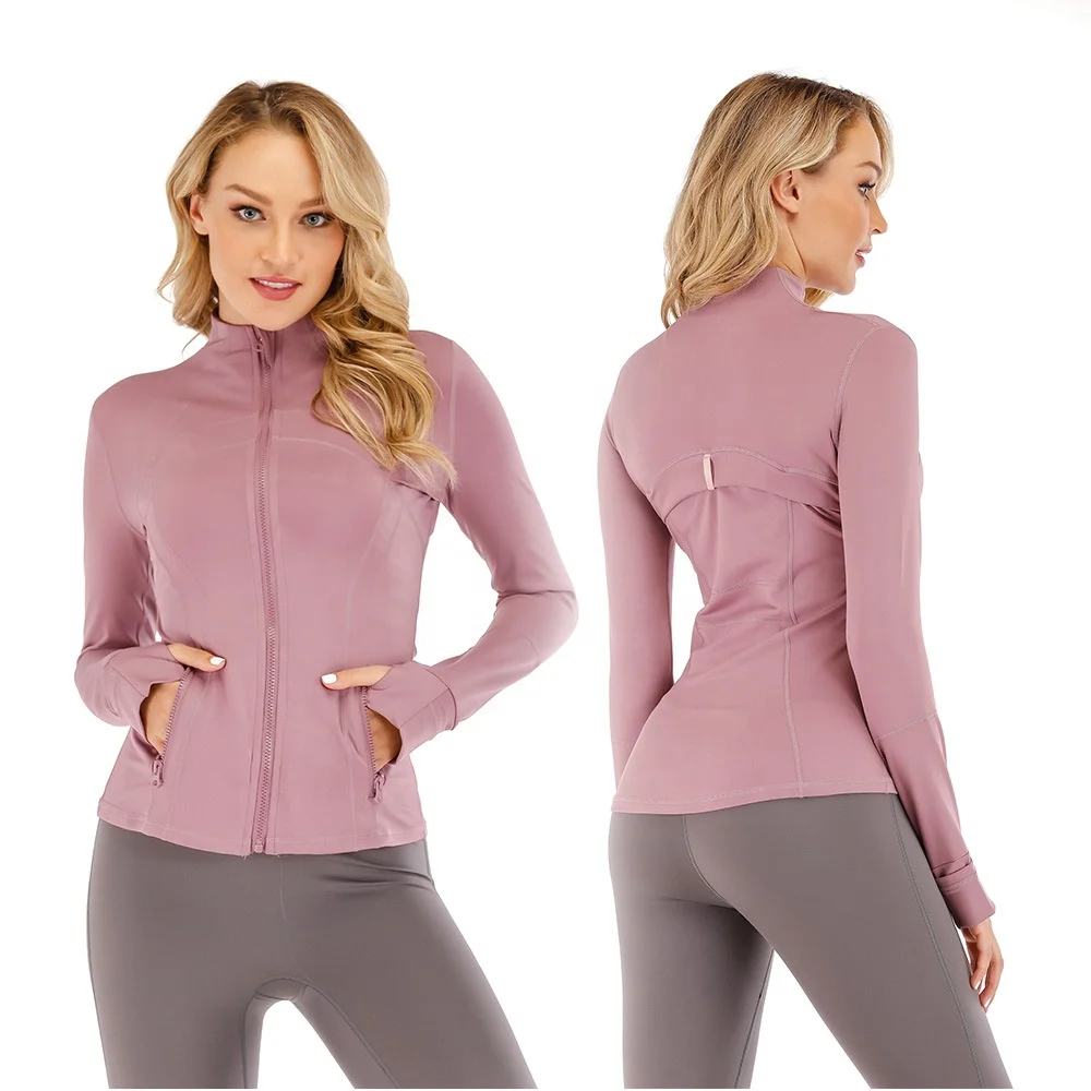 Sport Coat Custom Logo 90% Nylon 10% Spandex Outdoor Running Yoga Slimming Workout Fitness Sports Workout Jacket