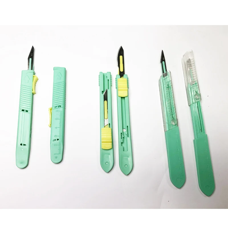 ORIENTMED High quality disposable sterile scalpel with carbon steel retractable blade