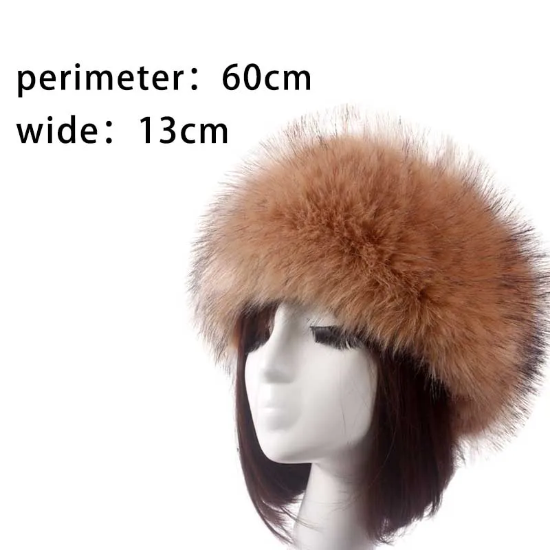 Jachon High Quality Wholesale Winter Warm Faux fox Fur Wide Headband for Women Hair Accessories Ladies Russian Headwraps Fur Hat