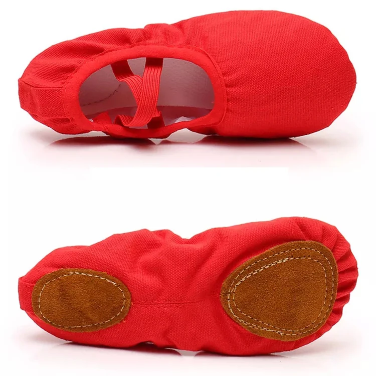 Wholesale OEM Pink Black Tan Brown Foldable Disposable Dance Shoes Cheap Girls Stretch Canvas Dance Ballet Shoes