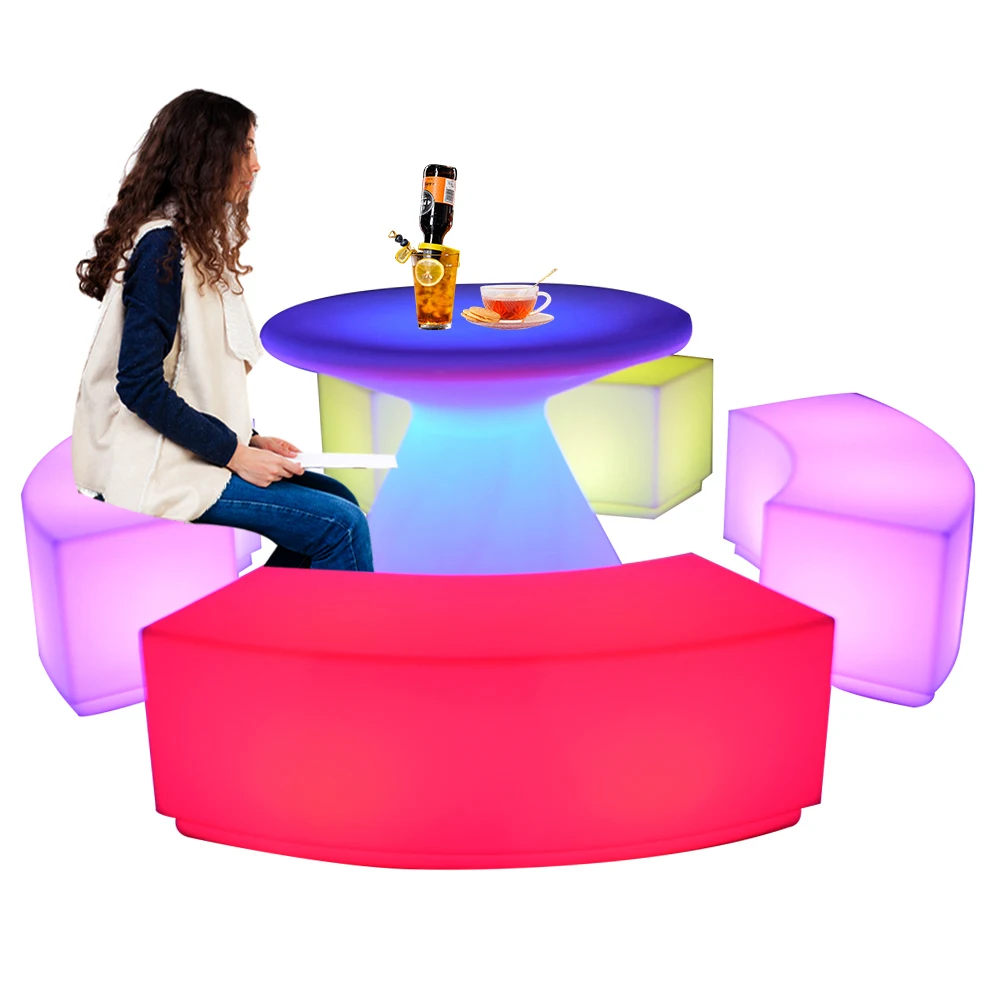 portable led bar stool table furniture hookah set LED Light Up Bar Table and Chairs Led Bar Furniture with remote control