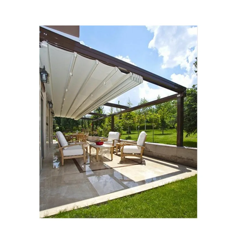 waterproof electric folding awning roof motorized outdoor retractable aluminum pergola shades