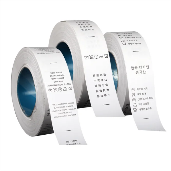 Washing Care Label Personal Care Ribbon Label China Factory Custom Garment Satin Roll Printing for Clothing Shoes Private Label