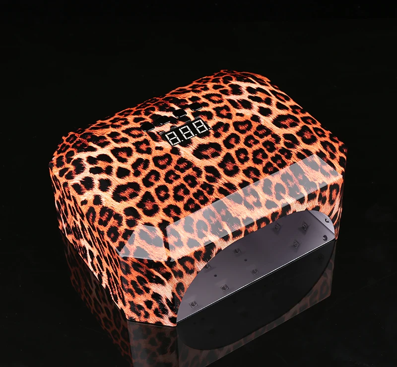 Custom Leopard Animal Print Nail Lamp Gel Dyer Cordless 48w Nail Art Led Gel Portable Metal Nail Lamp