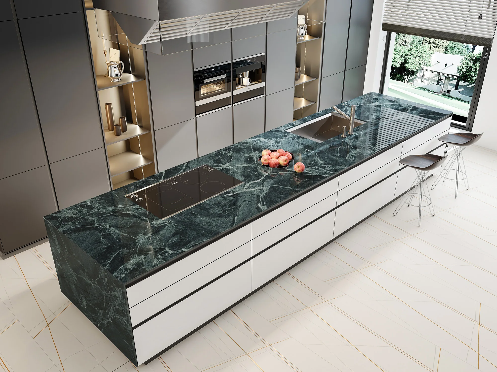 White Marble Black Large Format Sintered Stone For Countertop Dining Table Wall Basin