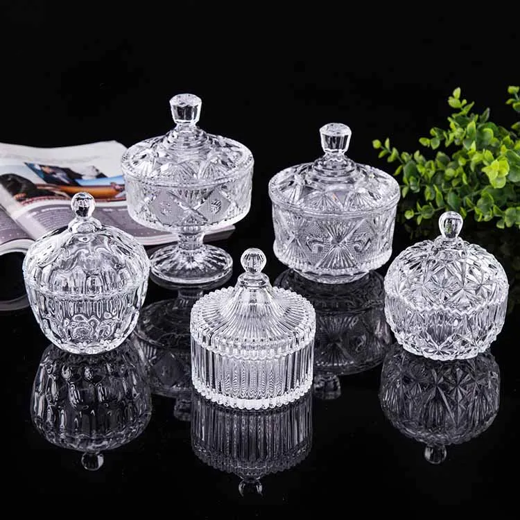 Hintcan  sells the most new products Wedding decoration transparent glass with lid candle jar candy box snack jar