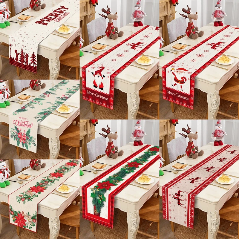 Christmas Gnome Doll Table Runner Santa Claus Table Flag Navidad Natal Noel Table Runner Linen Christmas Decoration