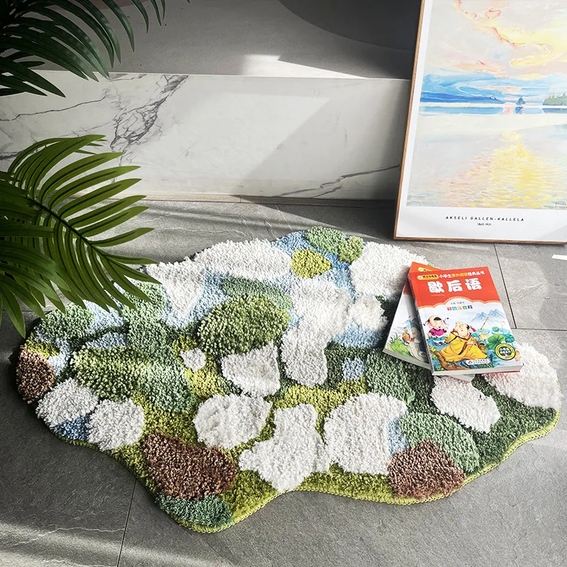 Hand-Tufted Moss Carpet Anime Color Rug Living Room Home Decor Rugs Handmade Art Mats Fluffy Bedroom Bedside Tufted Floor Mat