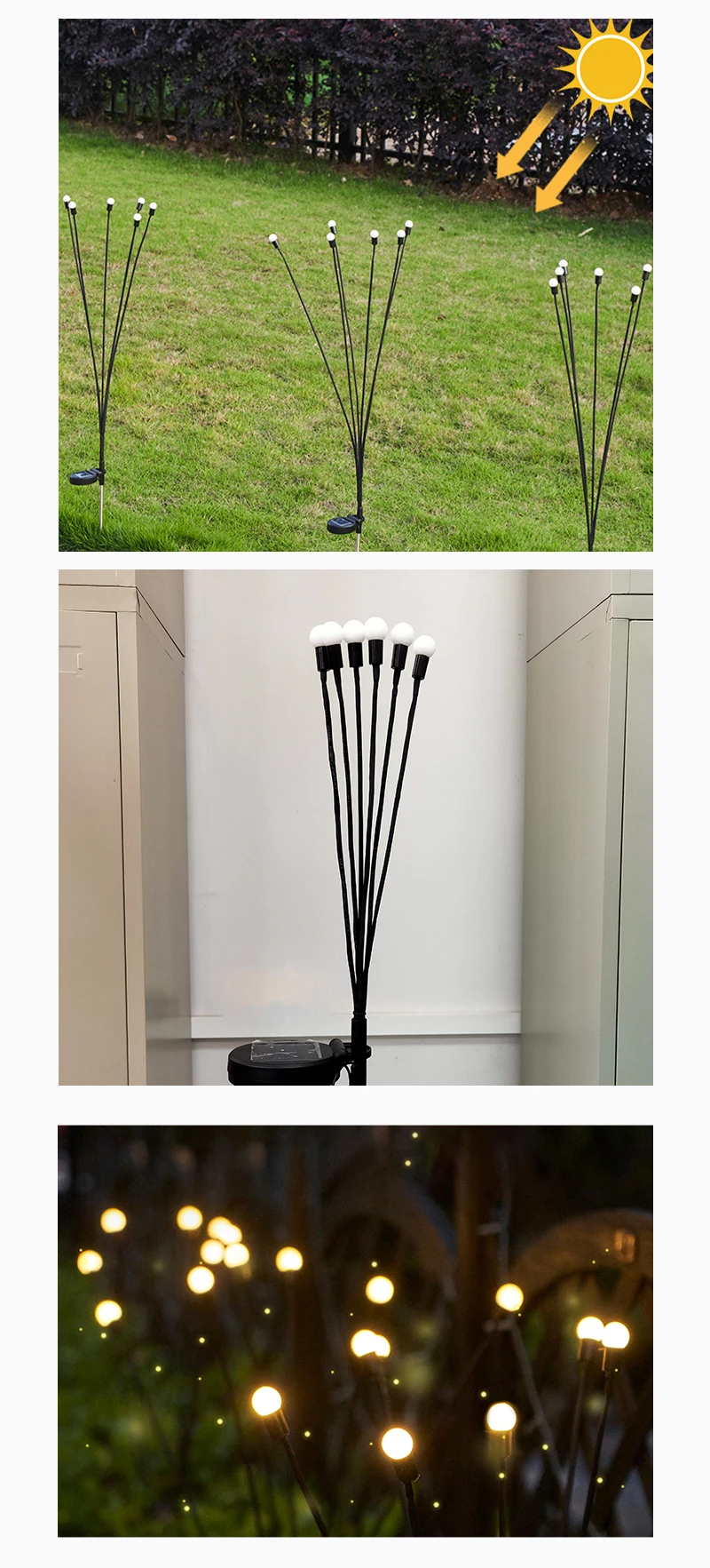 Solar outdoor large landscape lighting project motor inside control moving LED firefly lamp