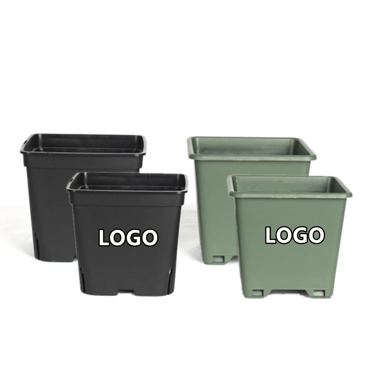 
PP Big Square Tall Container Garden Flowerpot Factory Manufacturer 1 3 5 Gallon Durable Agricultural Square Plastic Nursery Pot 