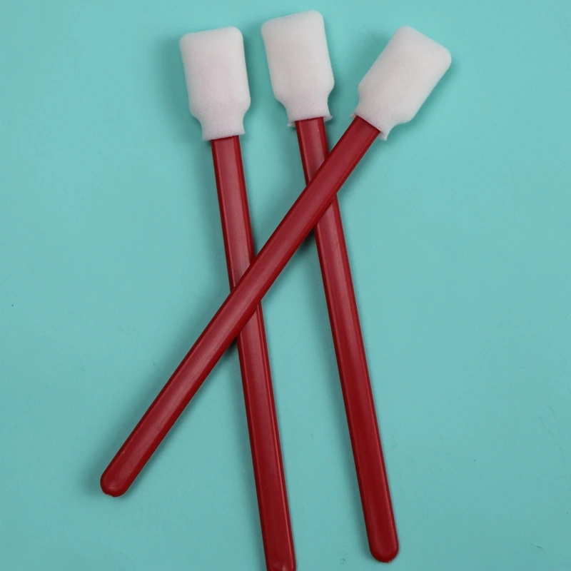 707 Lint Free Open-cell Rectangle Sponge Stick Red Handle Car Cleaning Foam Swab Stick Cotton Bud