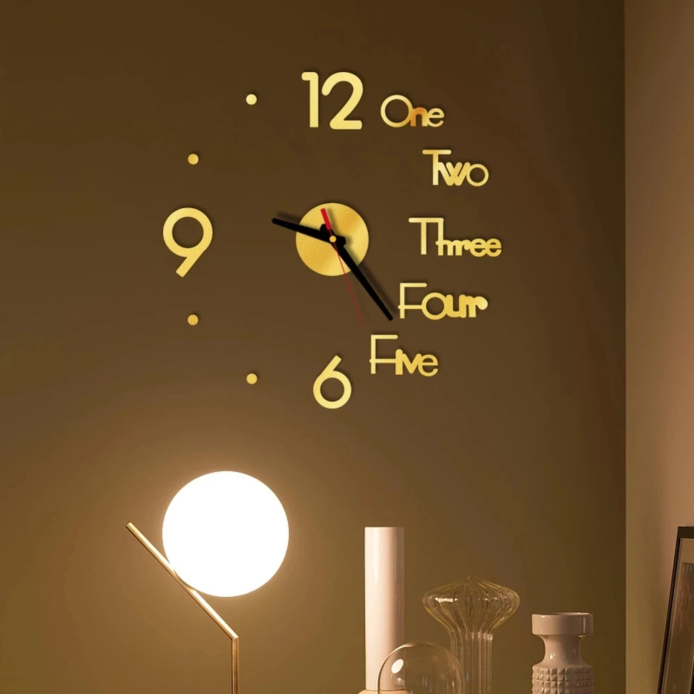 Modern Art With Wall Clock Multi Color 3d Acrylic Sticker Living Room Decor Home Decoration Wall Clock