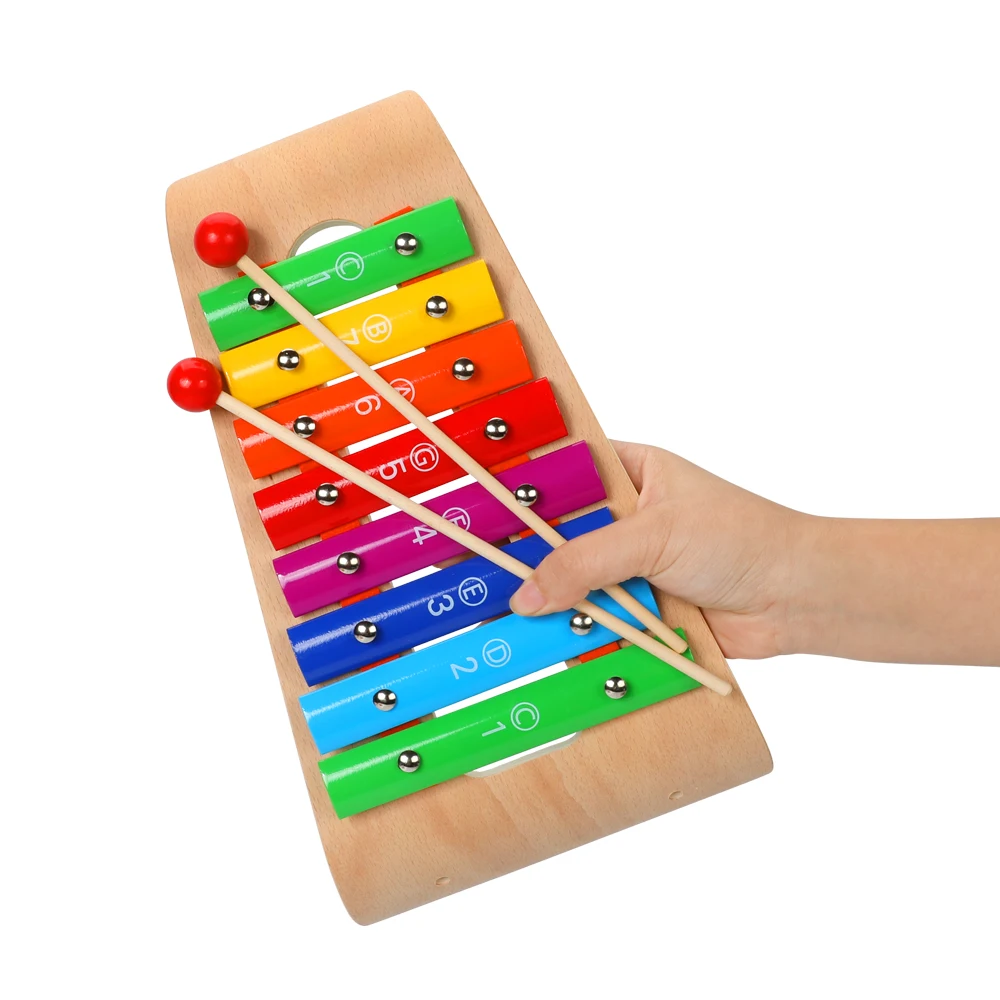 2023 Early Education Rainbow Musical Instrument Preschool Wood Metal Xylophone Gift Toy For Kids