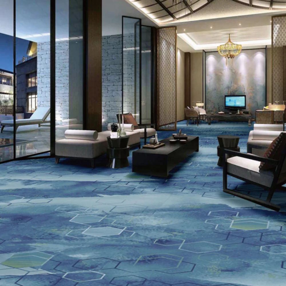 3D Printed Custom Loop Pile and Tufted Decorative Carpet 4m Width for Hotel Meeting Room Hallway Wall-to-Wall Full Carpet