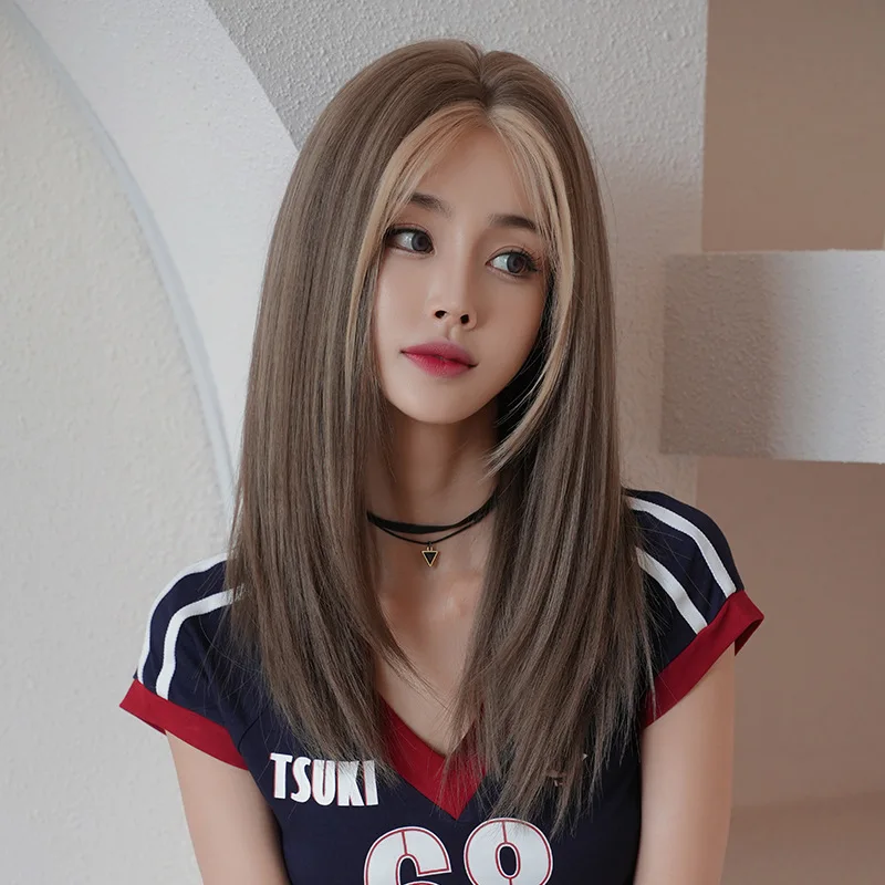 HW227 asia market hot sell 54cm T part smooth soft touch natural straight wig human hair for women