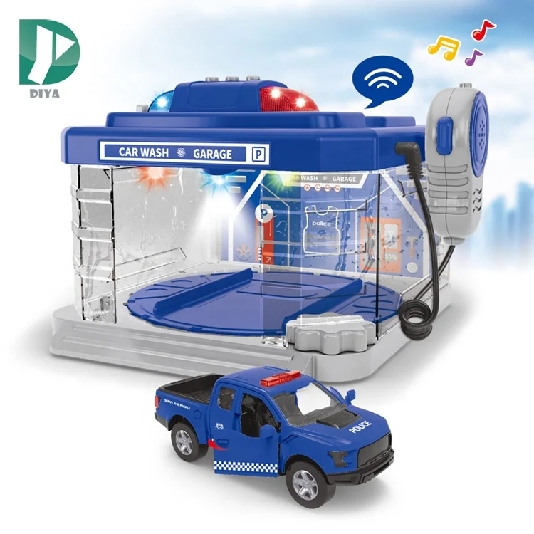 Special function mist spray music light fire fighting police garage with toy alloy car wash and pagers
